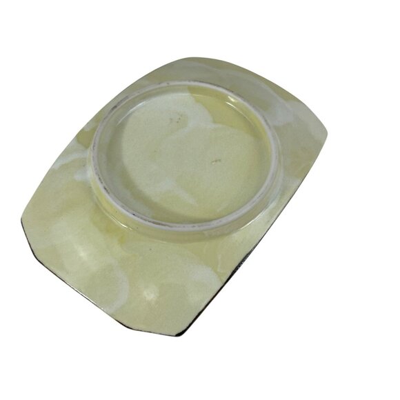 Handcrafted Floral Ceramic Serving Platter Yellow White Daisy Design Home Décor - Picture 5 of 7